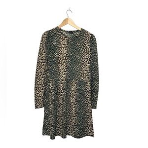 Zara ombré animal blue leopard print‎ pullover dress medium